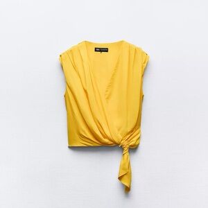 Zara yellow Knot Wrap Blouse.